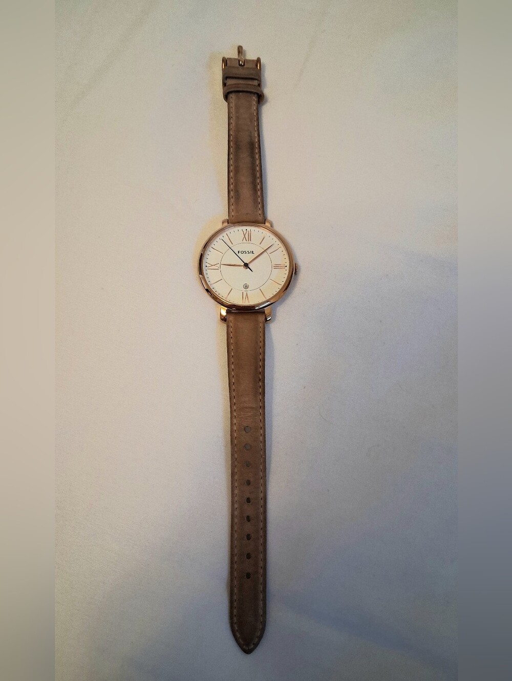 FOSSIL SLIM ROUND TAN LEATHER WATCH - Picture 3 of 11